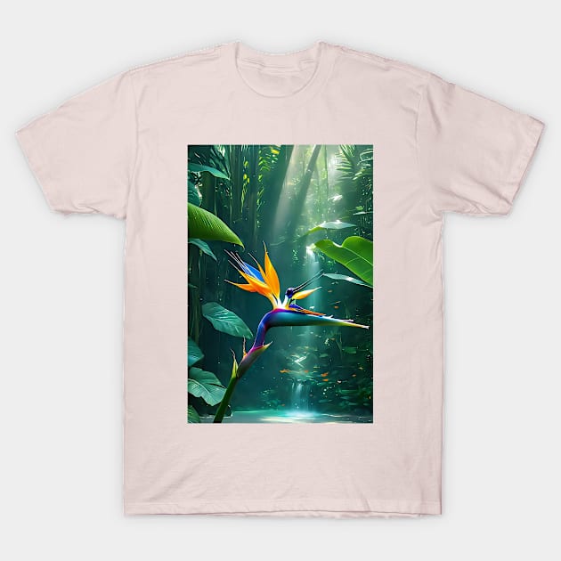 Tropical bird of paradise flower T-Shirt by Spaceboyishere